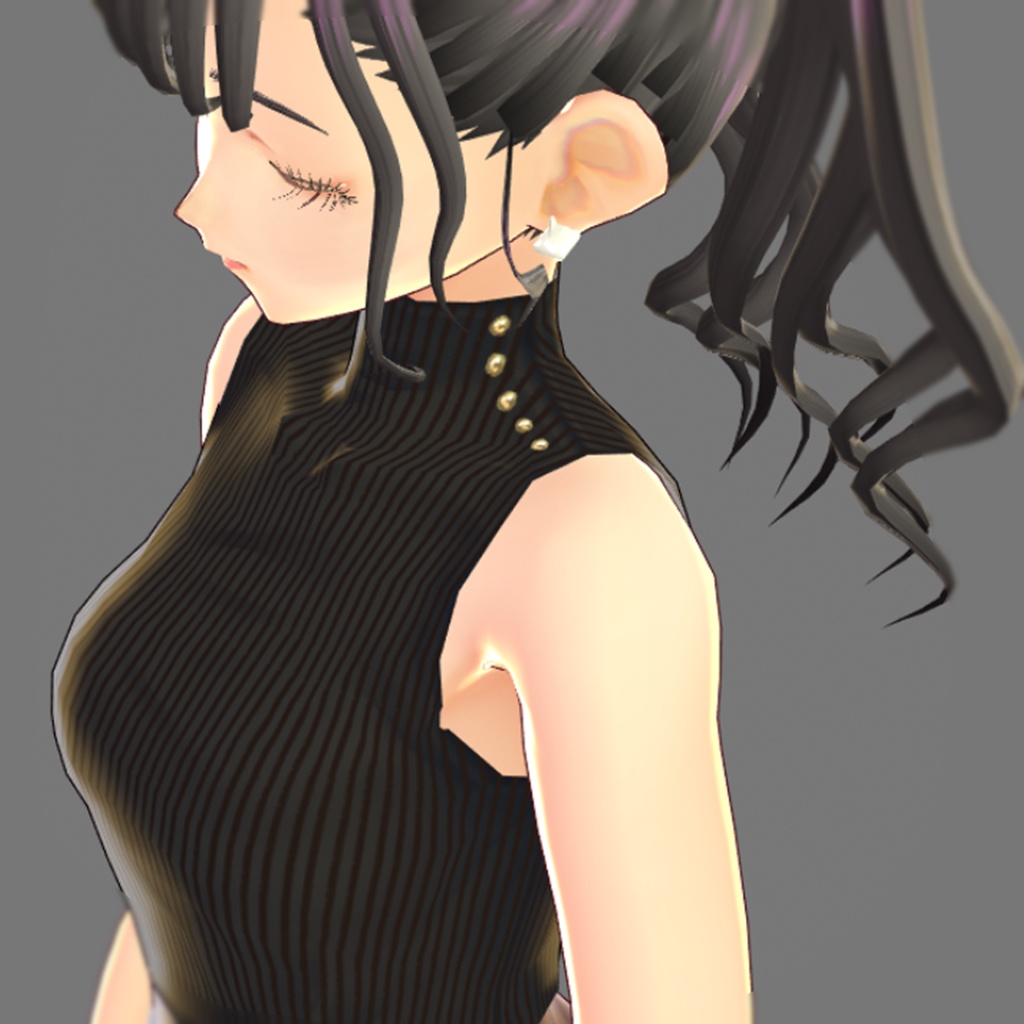 ゴールドボタンノースリーブニット【VRoid】