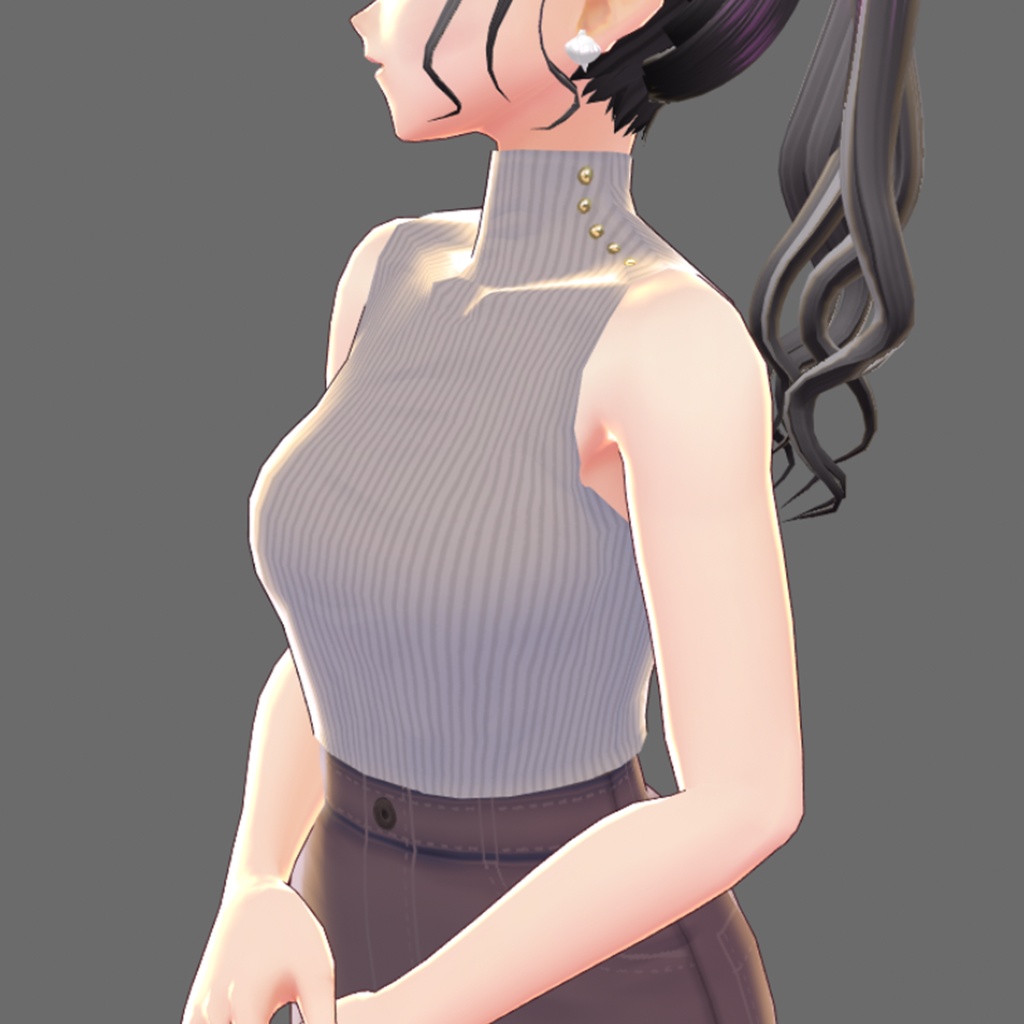 ゴールドボタンノースリーブニット【VRoid】