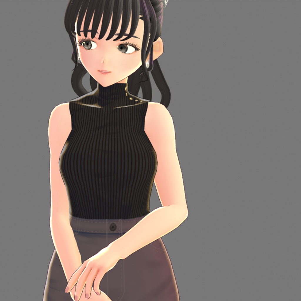 ゴールドボタンノースリーブニット【VRoid】