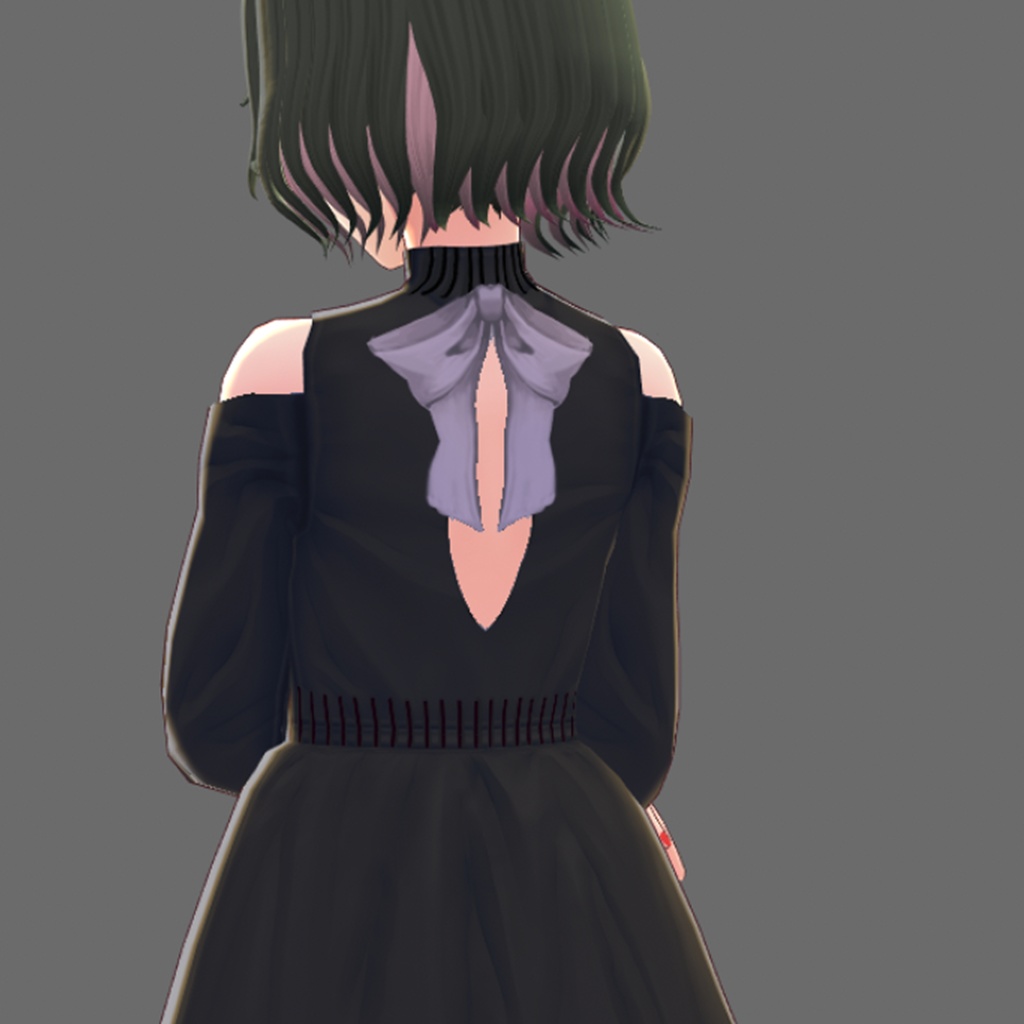 バックリボンカッティングニットワンピース【VRoid】