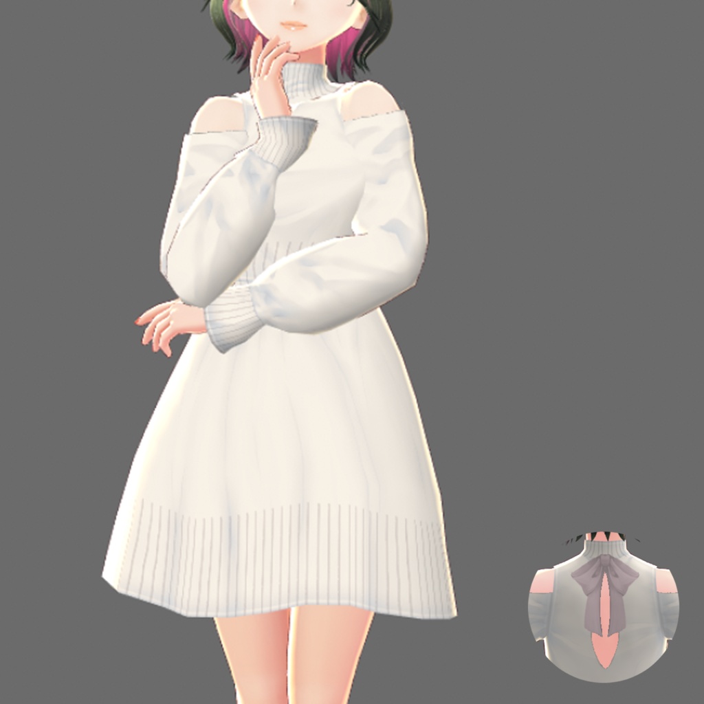 バックリボンカッティングニットワンピース【VRoid】