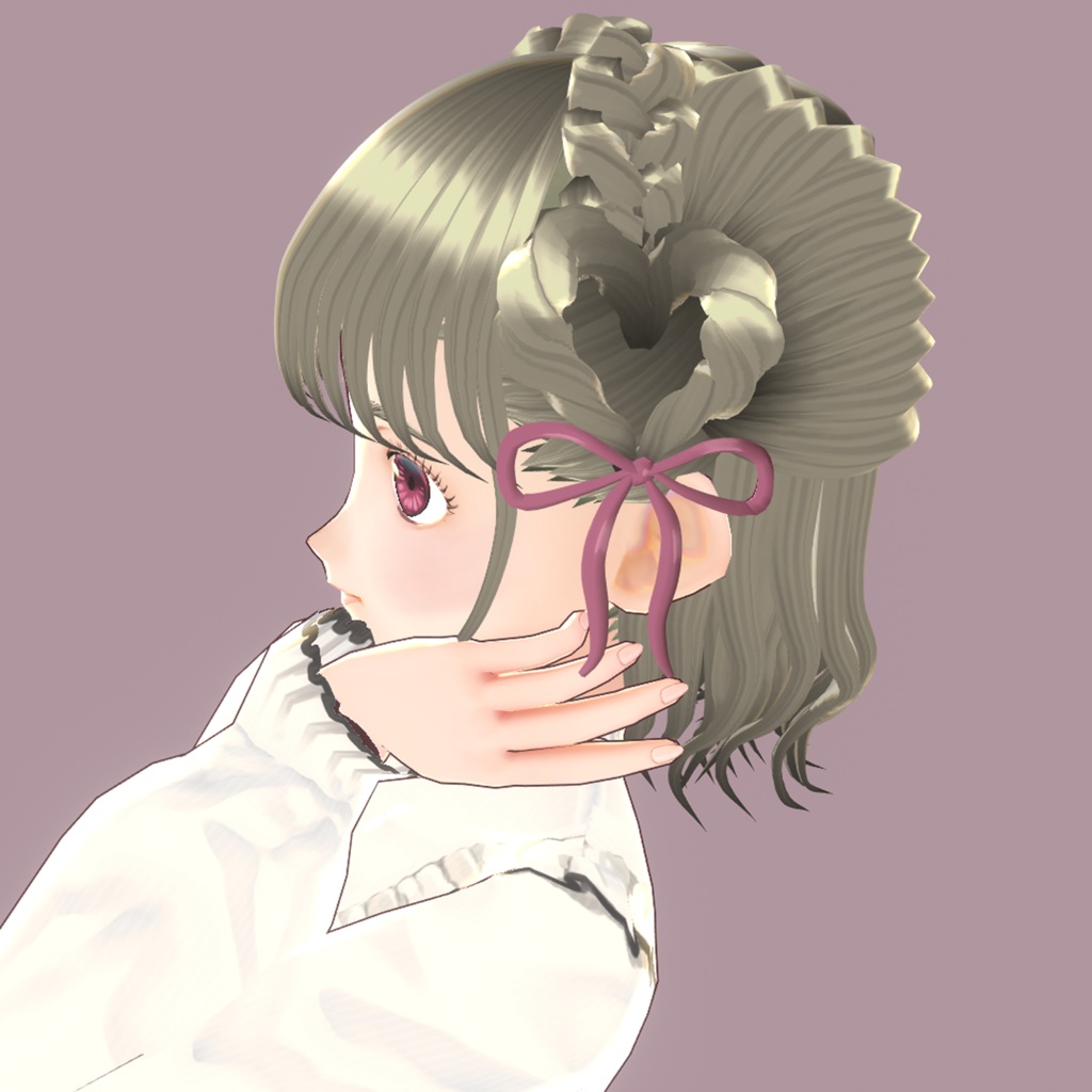 ハート編み込みヘアメ【VRoidヘアプリセット】