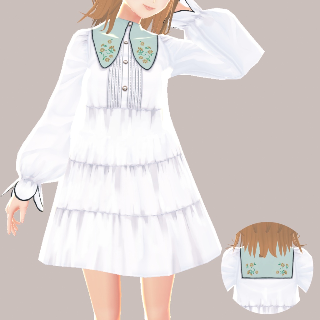 フラワーカラーティアードワンピース【VRoid】
