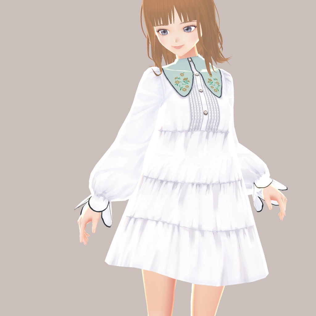 フラワーカラーティアードワンピース【VRoid】