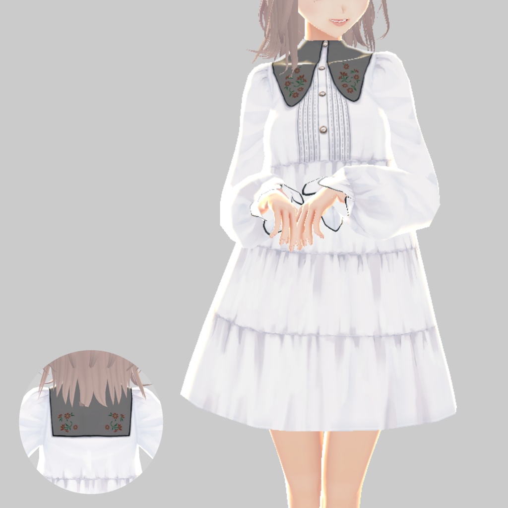 フラワーカラーティアードワンピース【VRoid】