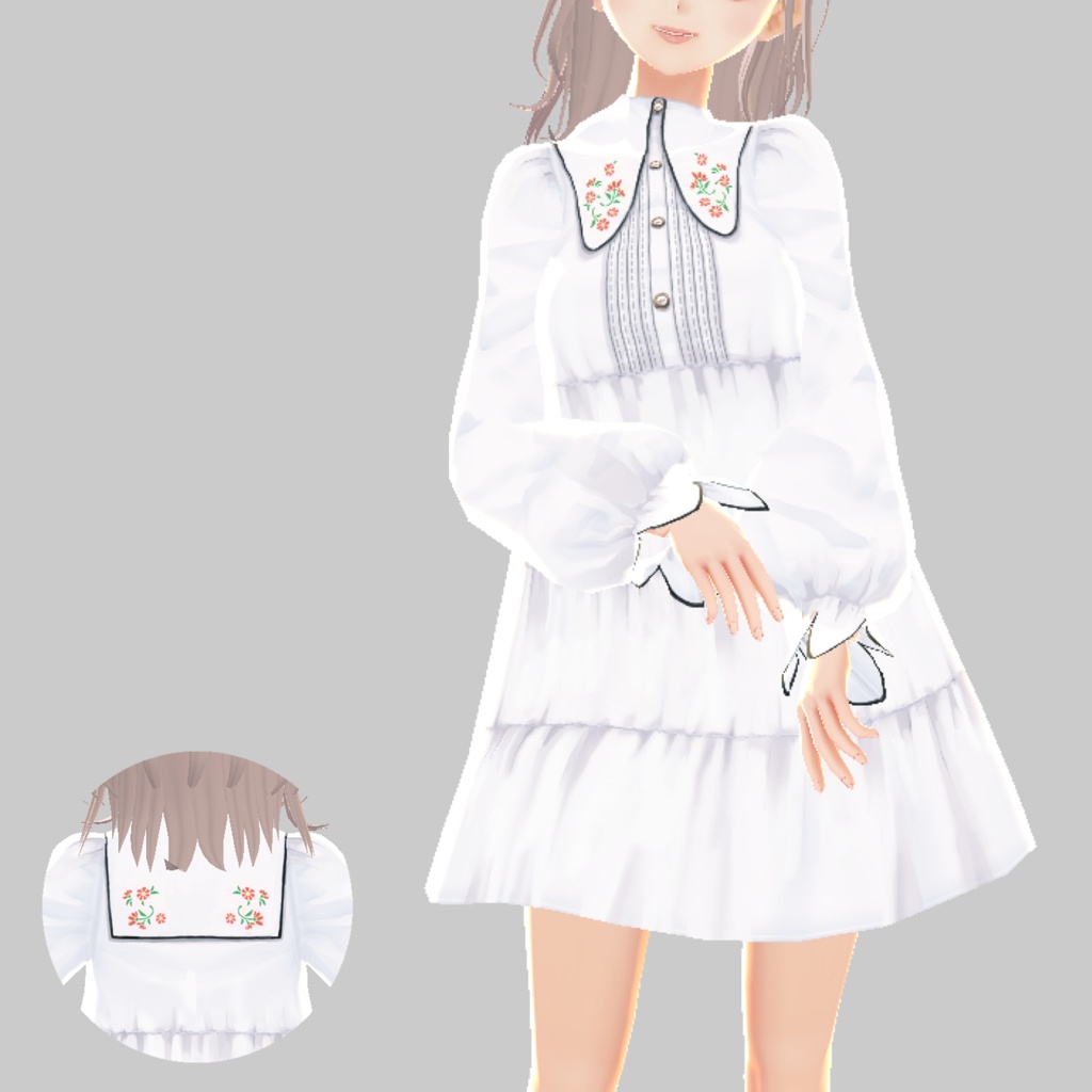 フラワーカラーティアードワンピース【VRoid】