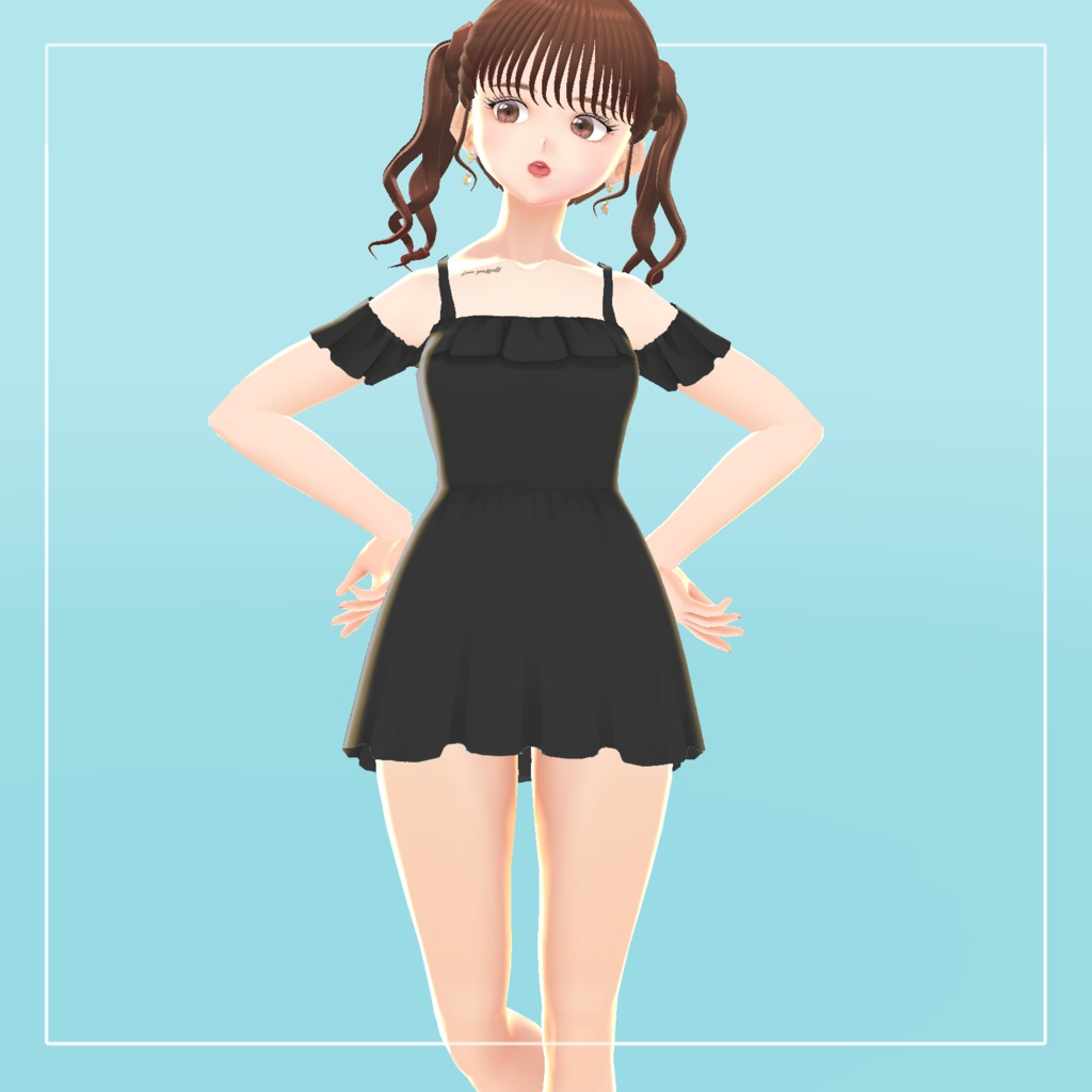 【期間限定無料】バックレースアップワンピース水着【VRoid】