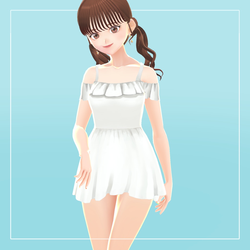 【期間限定無料】バックレースアップワンピース水着【VRoid】