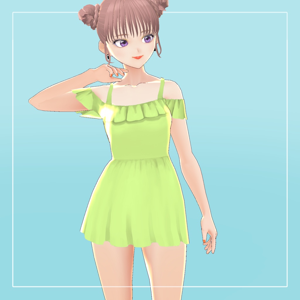 【期間限定無料】バックレースアップワンピース水着【VRoid】