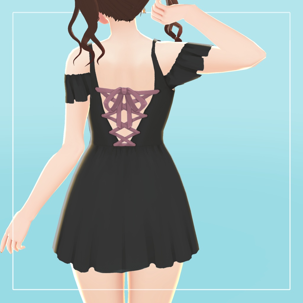 【期間限定無料】バックレースアップワンピース水着【VRoid】