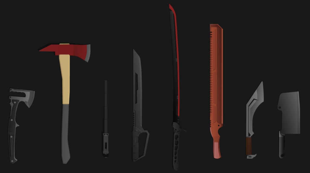 Cell Shaded Cyberpunk Melee Weapons