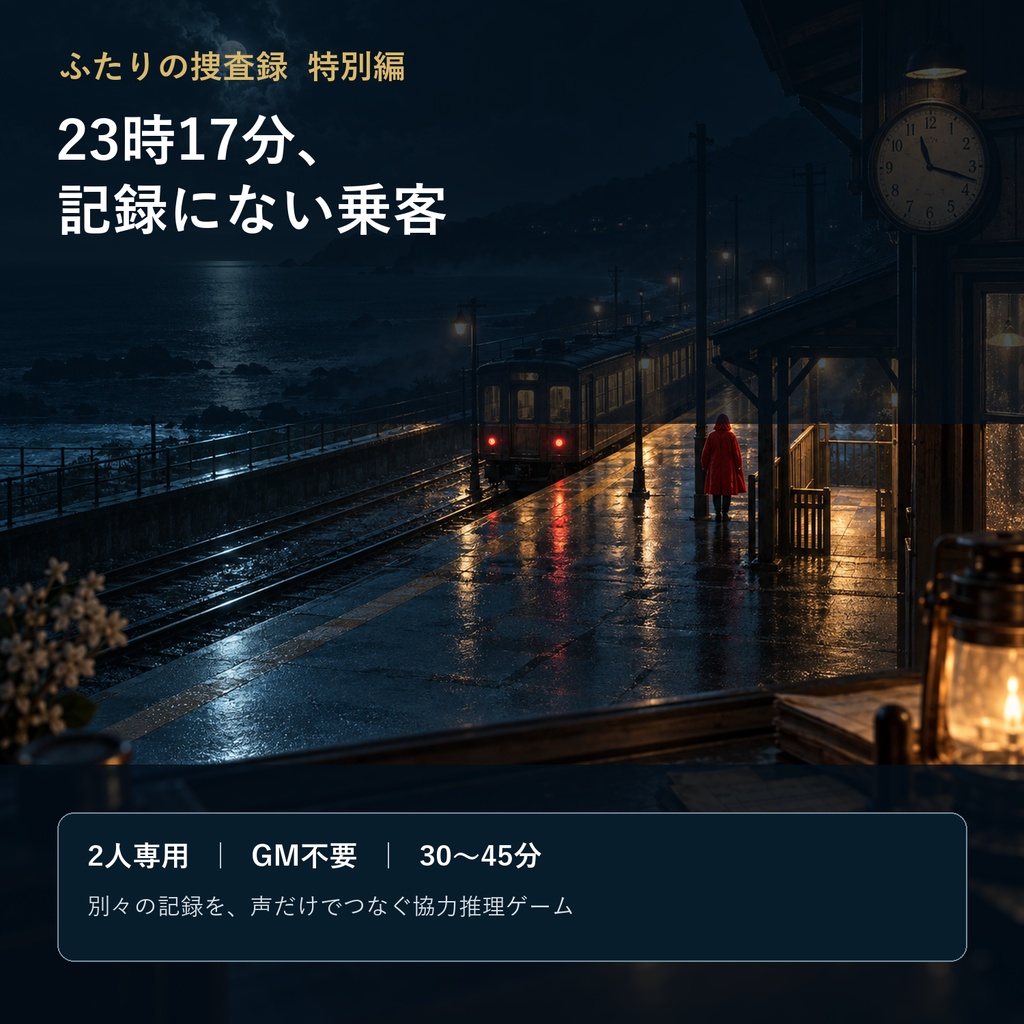【2人用・GM不要】ふたりの捜査録 特別編|23時17分、記録にない乗客