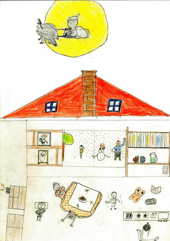 冬休み　幸せ気分で　おひるねだ　あたたかいこたつで　みかんを食べる