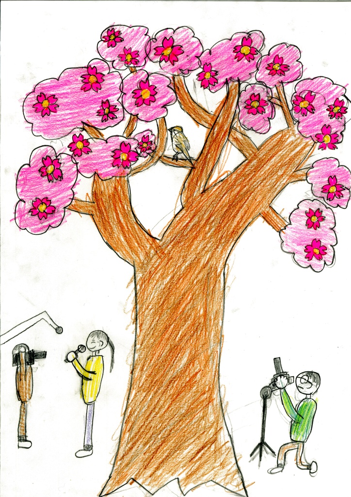 桜咲く　散って積もれば　カーペット　寝転んで見る　空と君の笑顔