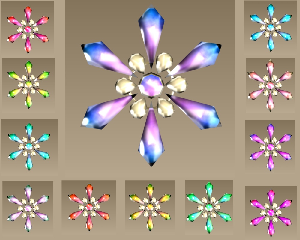#013結晶花飾り(light12色セット or dark15色セット)【fbx,obj】値下げ