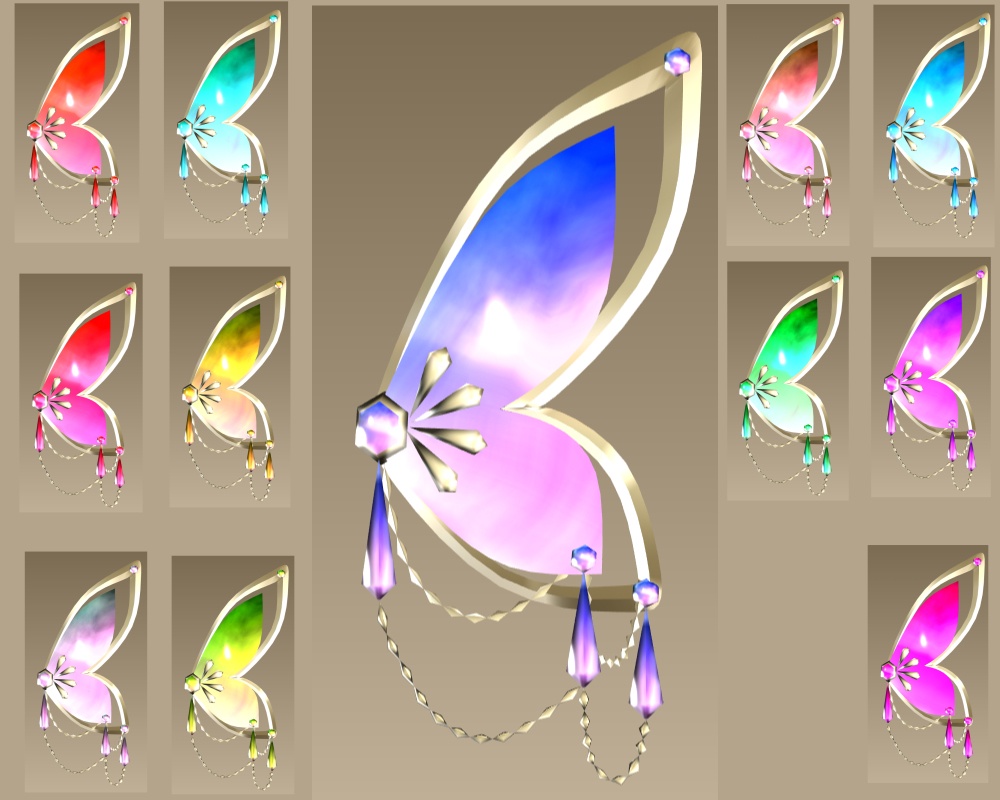 #015蝶飾り12色セット【fbx,obj】