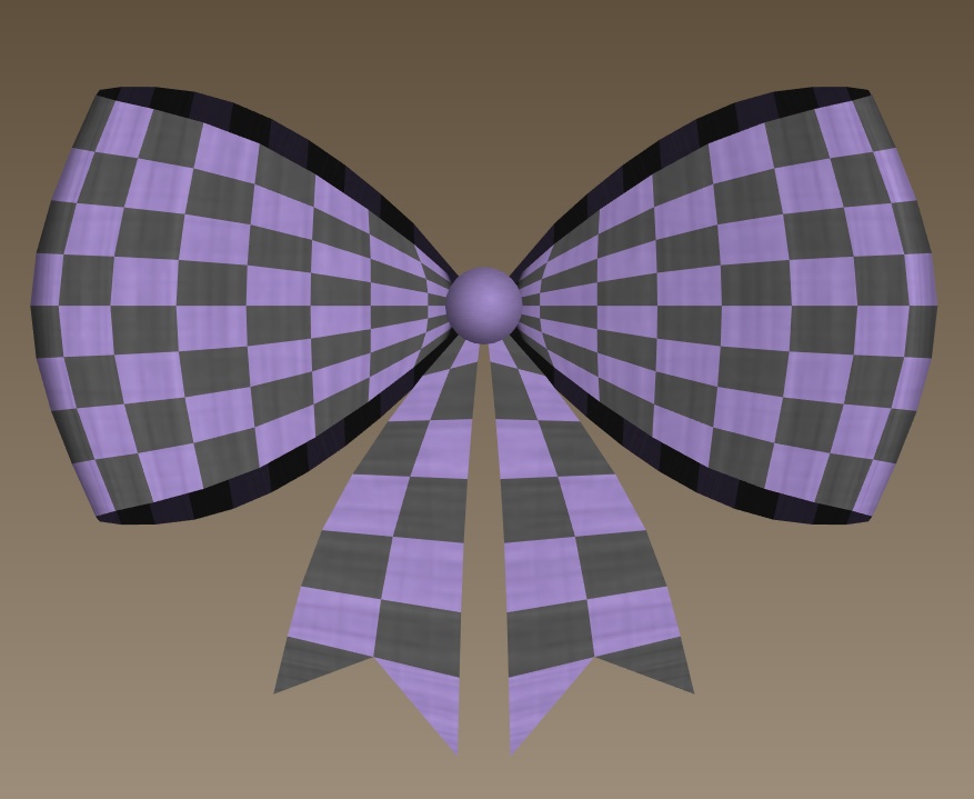 #074-チェックリボン飾り【fbx,obj】