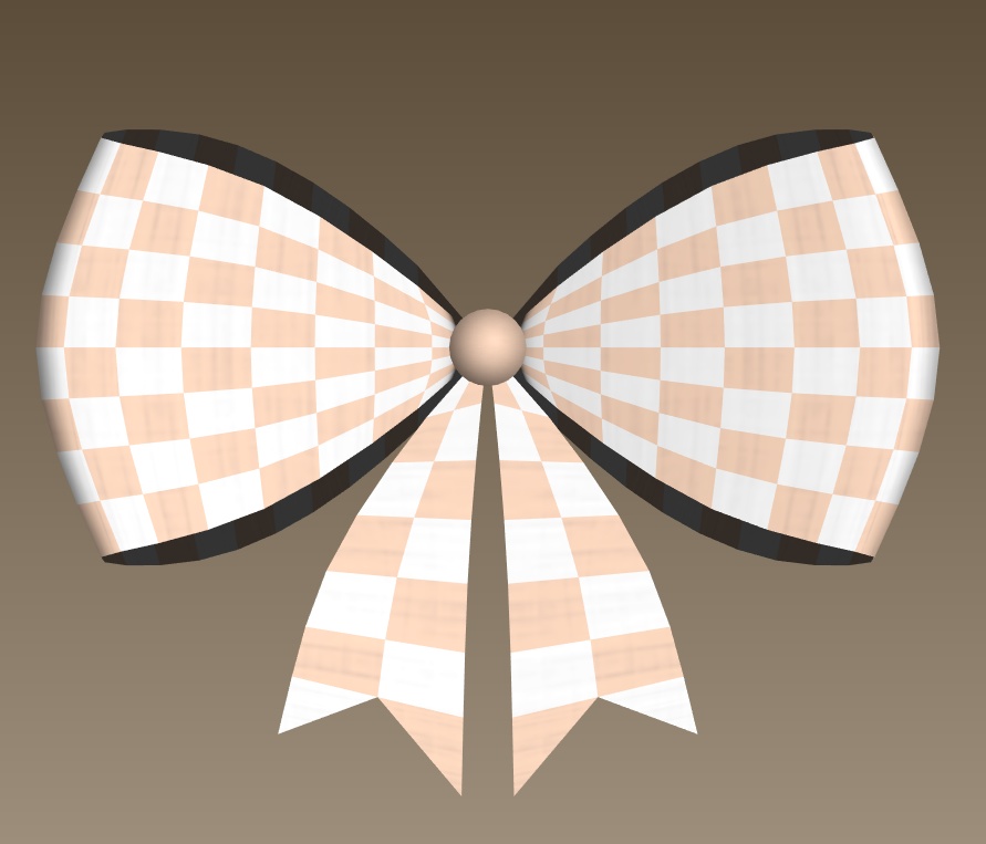 #074-チェックリボン飾り【fbx,obj】