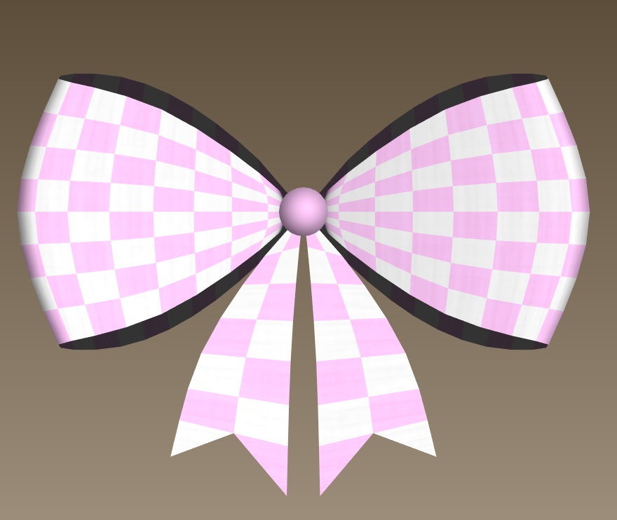 #074-チェックリボン飾り【fbx,obj】