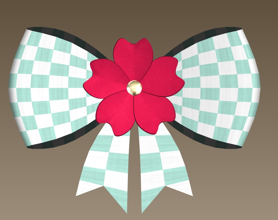 #075-チェックリボン花飾り【fbx,obj】