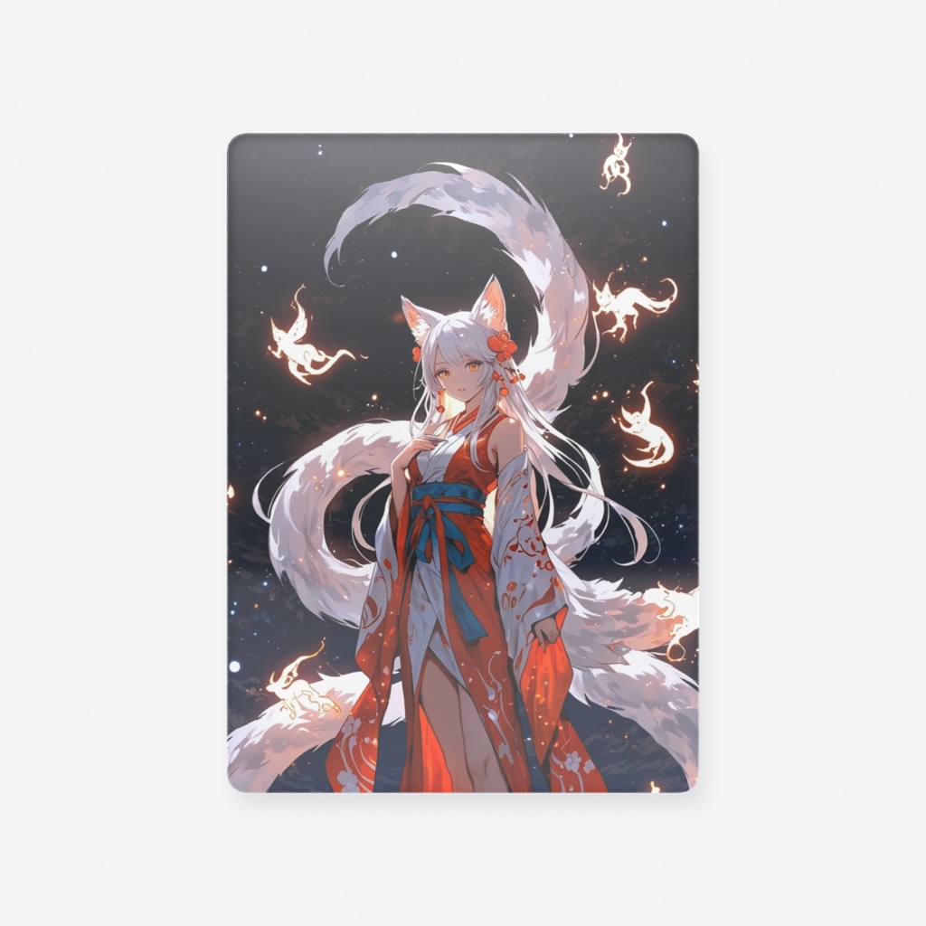 Ethereal Fox-Spirit: Guardian of the Midnight Flames