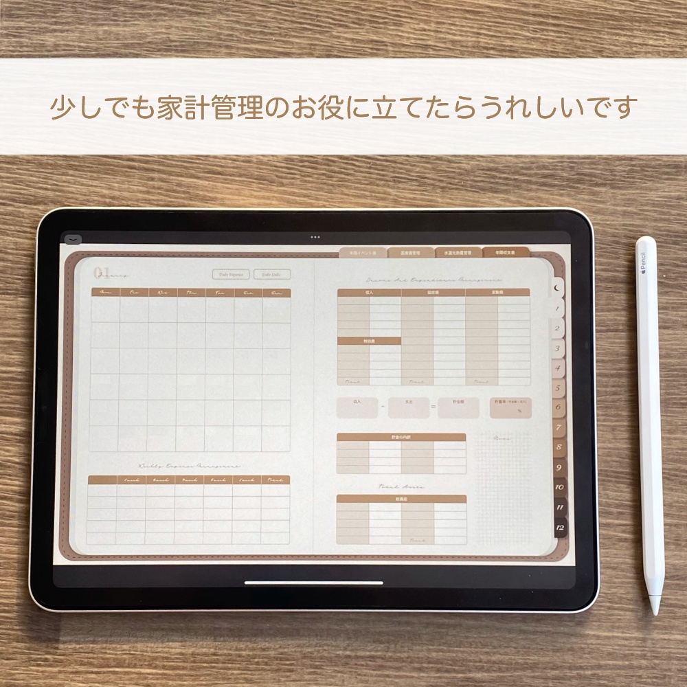デジタル家計簿① 日付なし デイフリー 茶色 デジタルプランナー