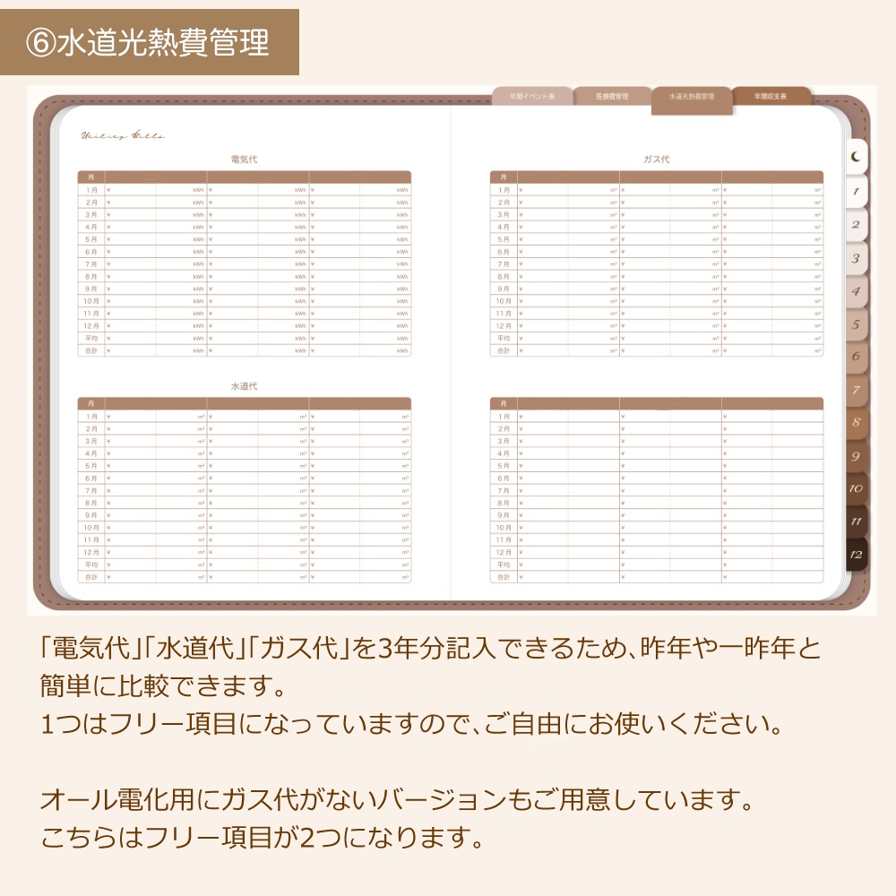 デジタル家計簿② 日付なし デイフリー 茶色 デジタルプランナー