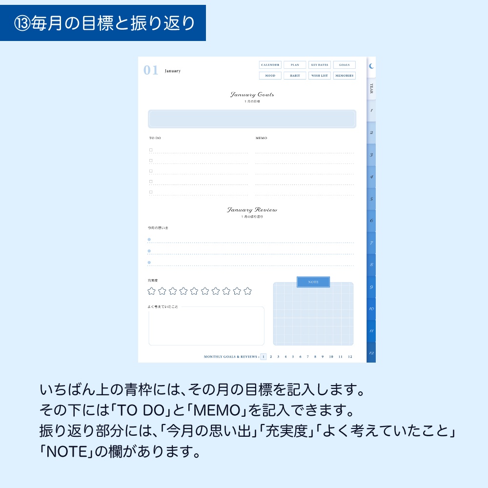 デジタルプランナー① マンスリー+デイリー 日付なし デイフリー 青空と猫