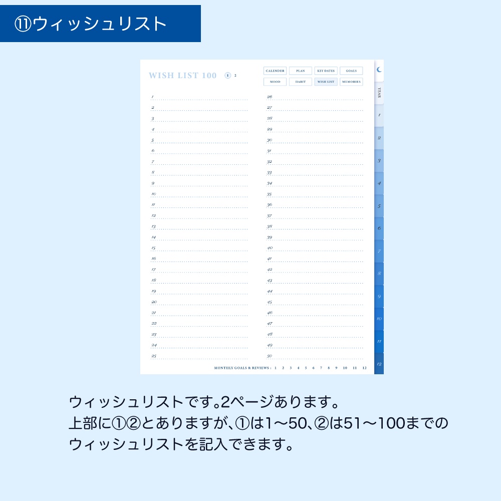 デジタルプランナー① マンスリー+デイリー 日付なし デイフリー 青空と猫