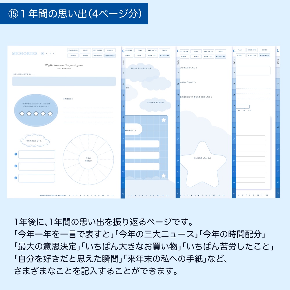 デジタルプランナー① マンスリー+デイリー 日付なし デイフリー 青空と猫