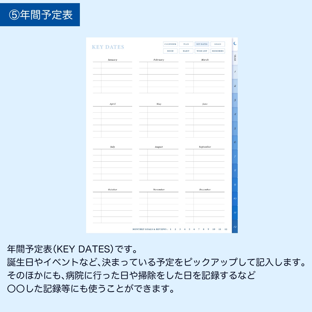 デジタルプランナー① マンスリー+デイリー 日付なし デイフリー 青空と猫