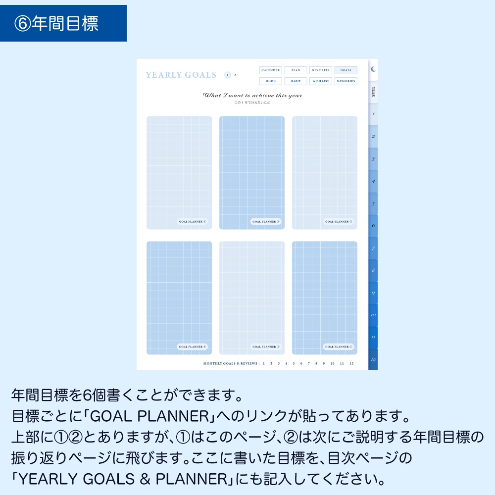 デジタルプランナー② マンスリー 日付なし デイフリー 青空と猫