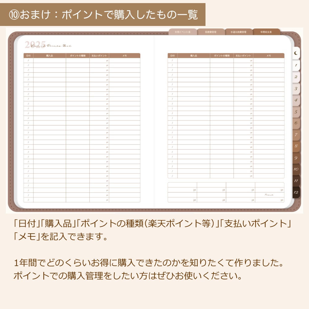 デジタル家計簿① 2025 茶色 デジタルプランナー