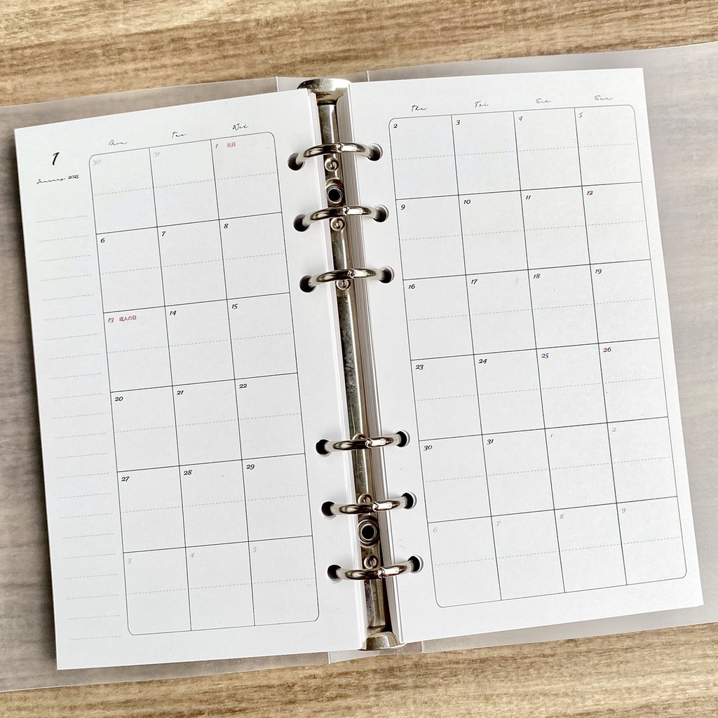 バイブル マンスリー 2025 罫線入り PDFデータ システム手帳リフィル