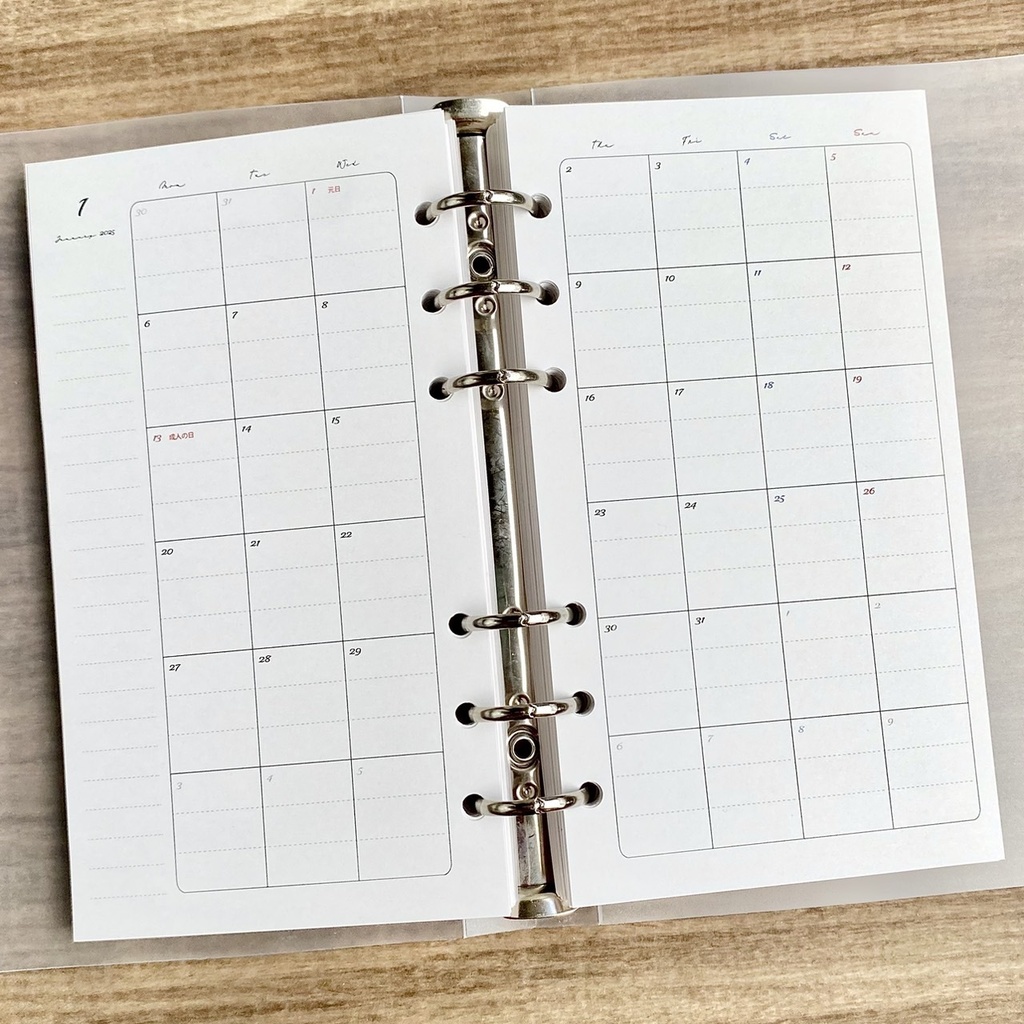 バイブル マンスリー 2025 罫線入り PDFデータ システム手帳リフィル