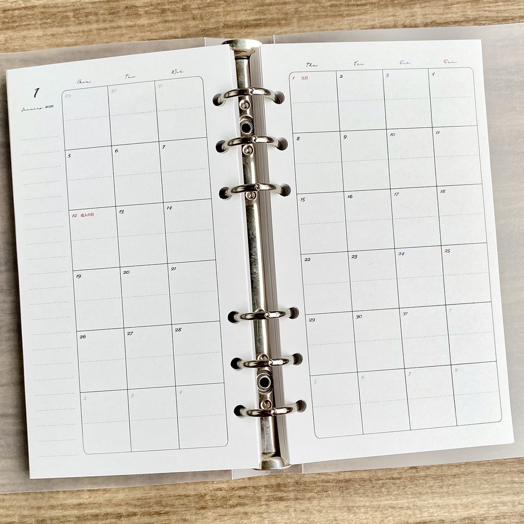 バイブル マンスリー 2026 罫線入り PDFデータ システム手帳リフィル