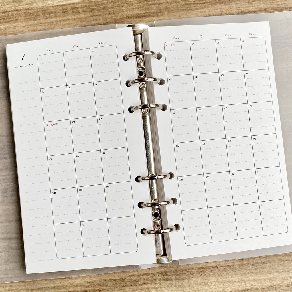 バイブル マンスリー 2026 罫線入り PDFデータ システム手帳リフィル