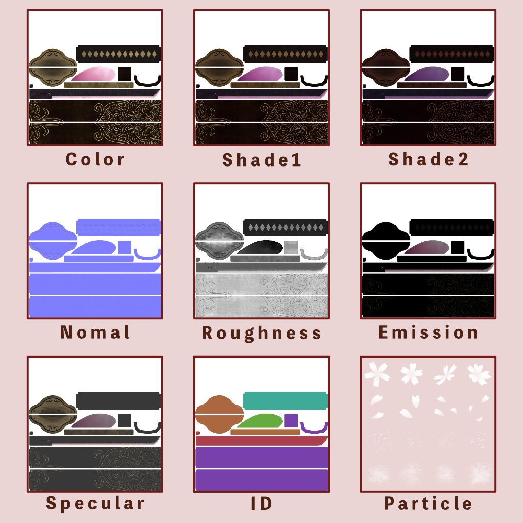 【VRChat想定】Particle付き刀3Dモデル【桜流刀】