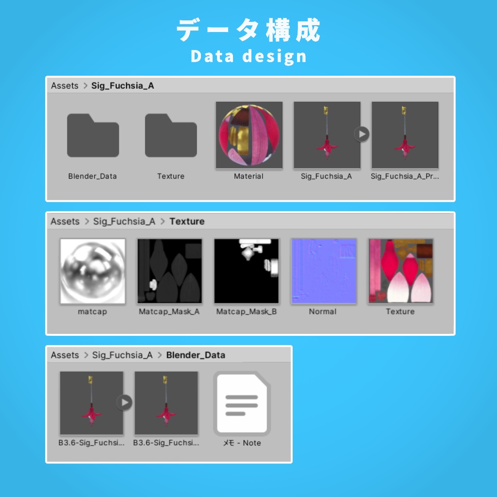 【VRChat想定】イヤリングモデル - フクシア_A