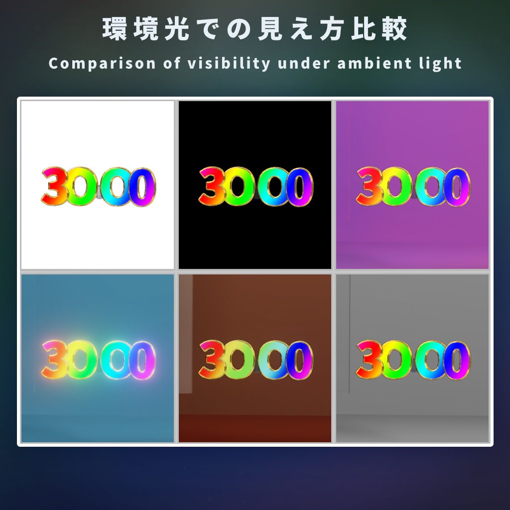 【無料配布 - VRChat想定】ゲーミング3000のメガネ【虹色,パチンコ風】