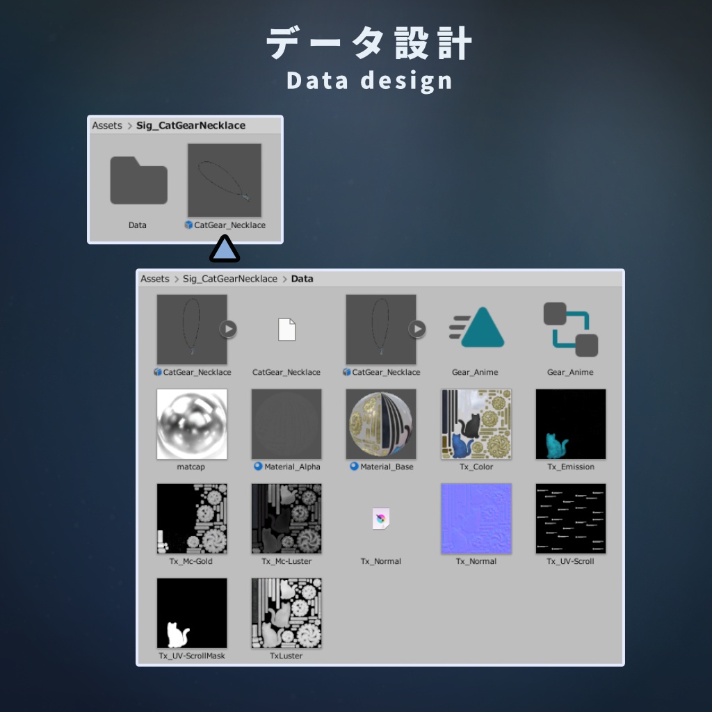 【VRChat想定】動く歯車猫のネックレスモデル【MA対応】