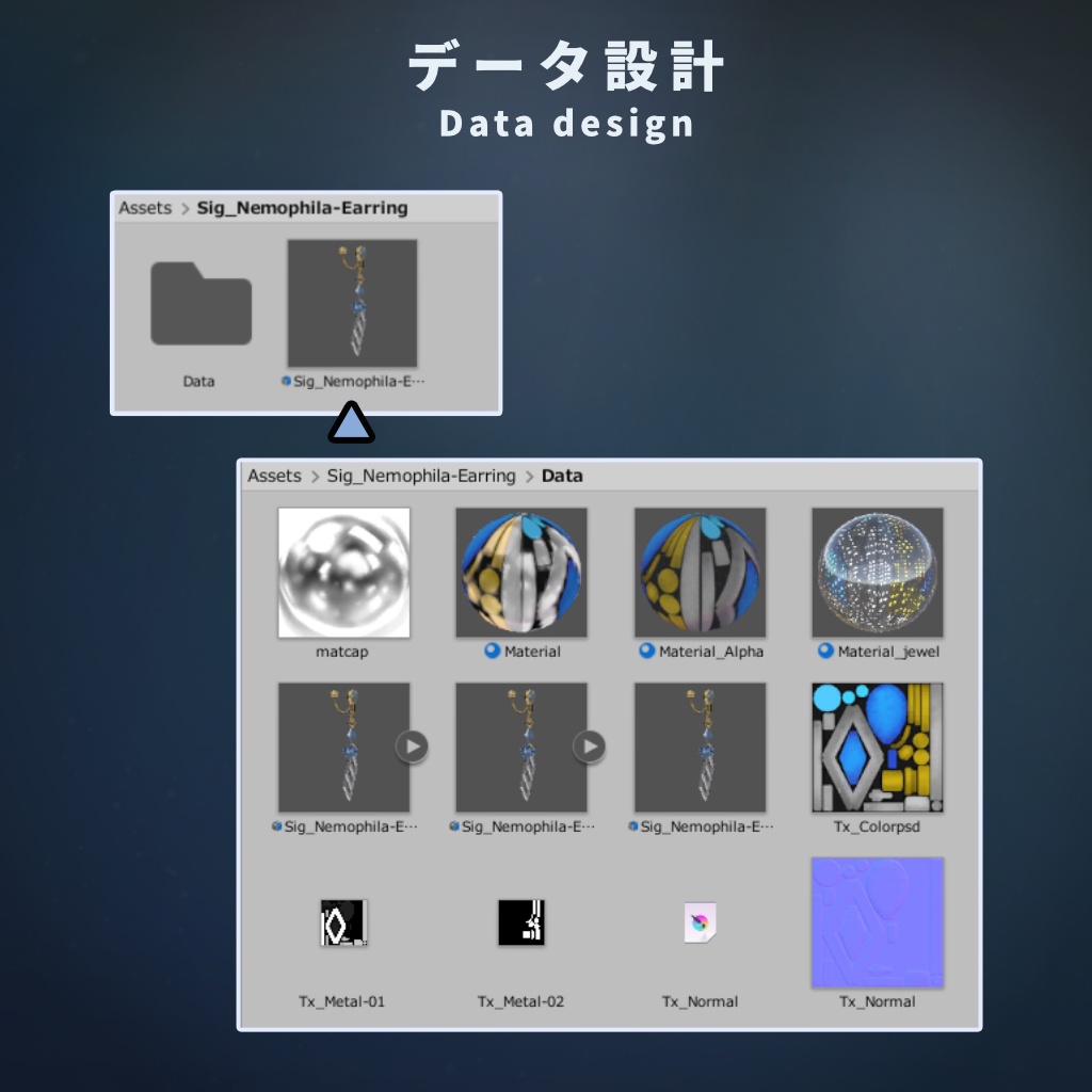 【VRChat想定】イヤリングモデル - ネモフィラ・ロンバス