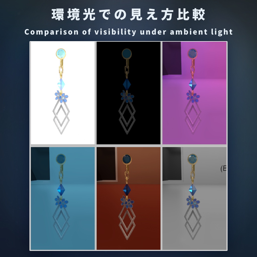 【VRChat想定】イヤリングモデル - ネモフィラ・ロンバス