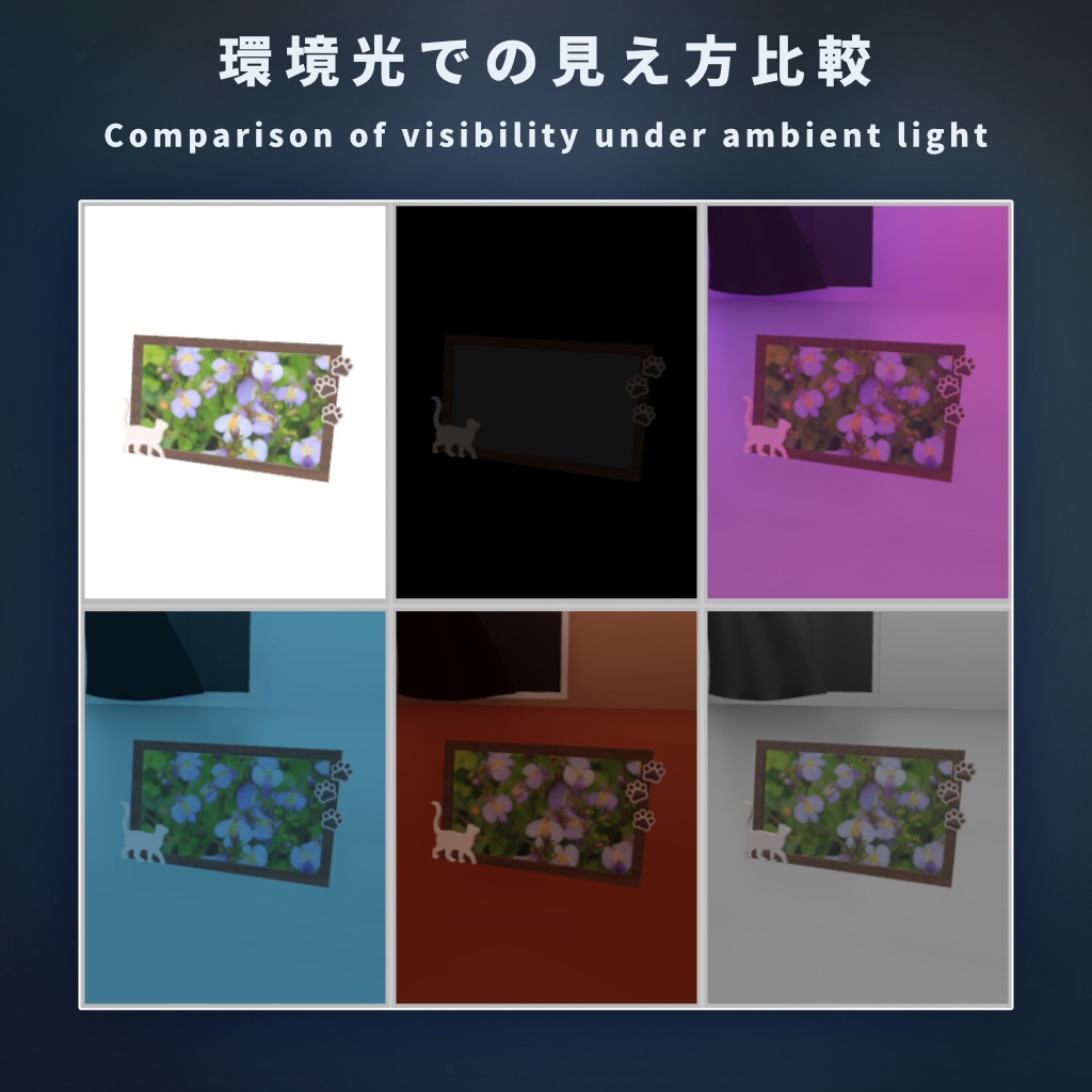 【VRChat想定】猫の木製写真立てモデル【ワールドオブジェクト】