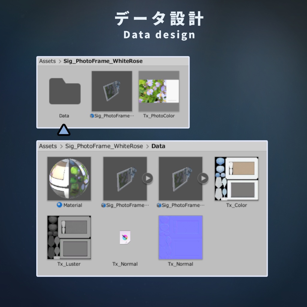 【VRChat想定】水色薔薇の写真立てモデル【ワールドオブジェクト】