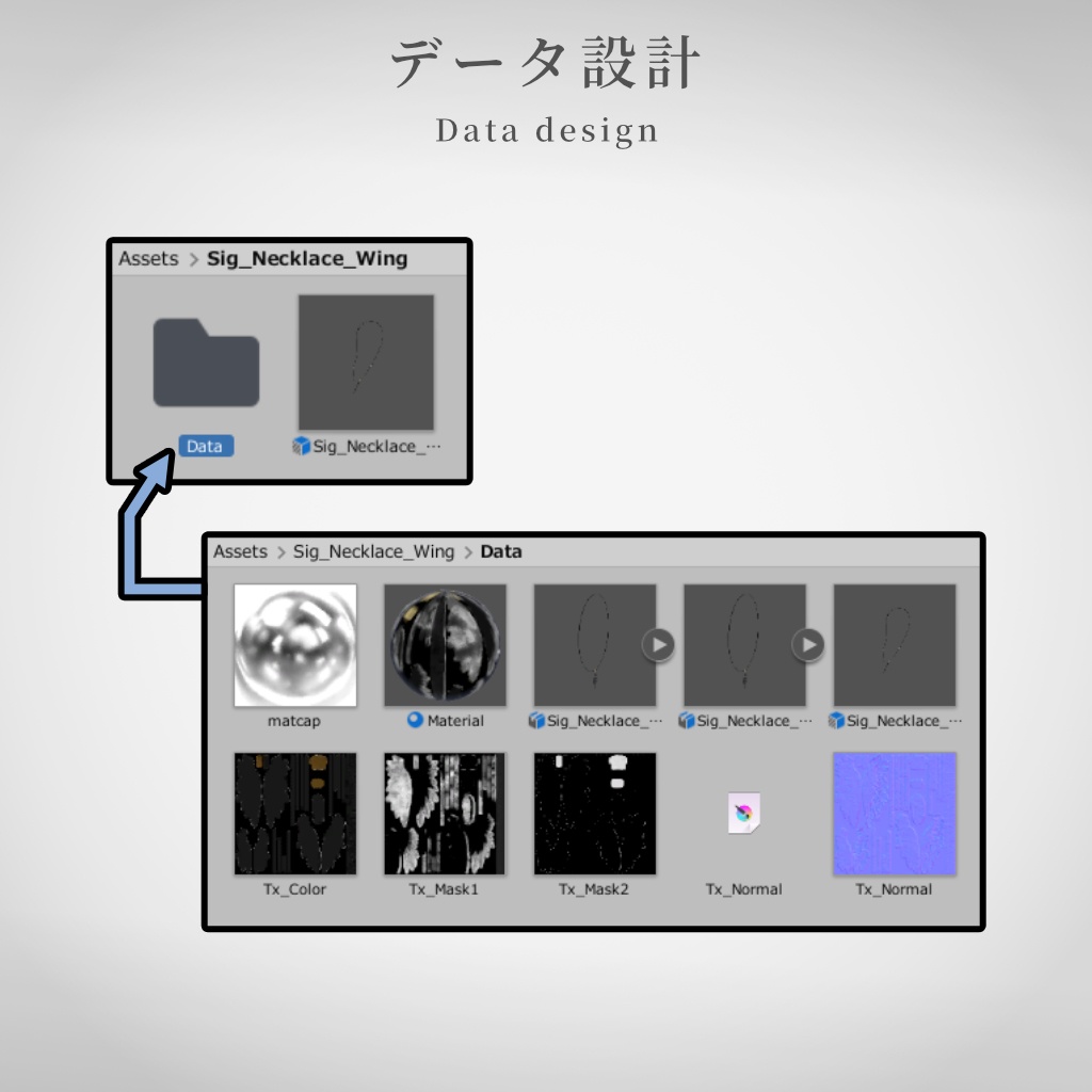 【VRChat想定】翼のネックレスモデル【MA使用】