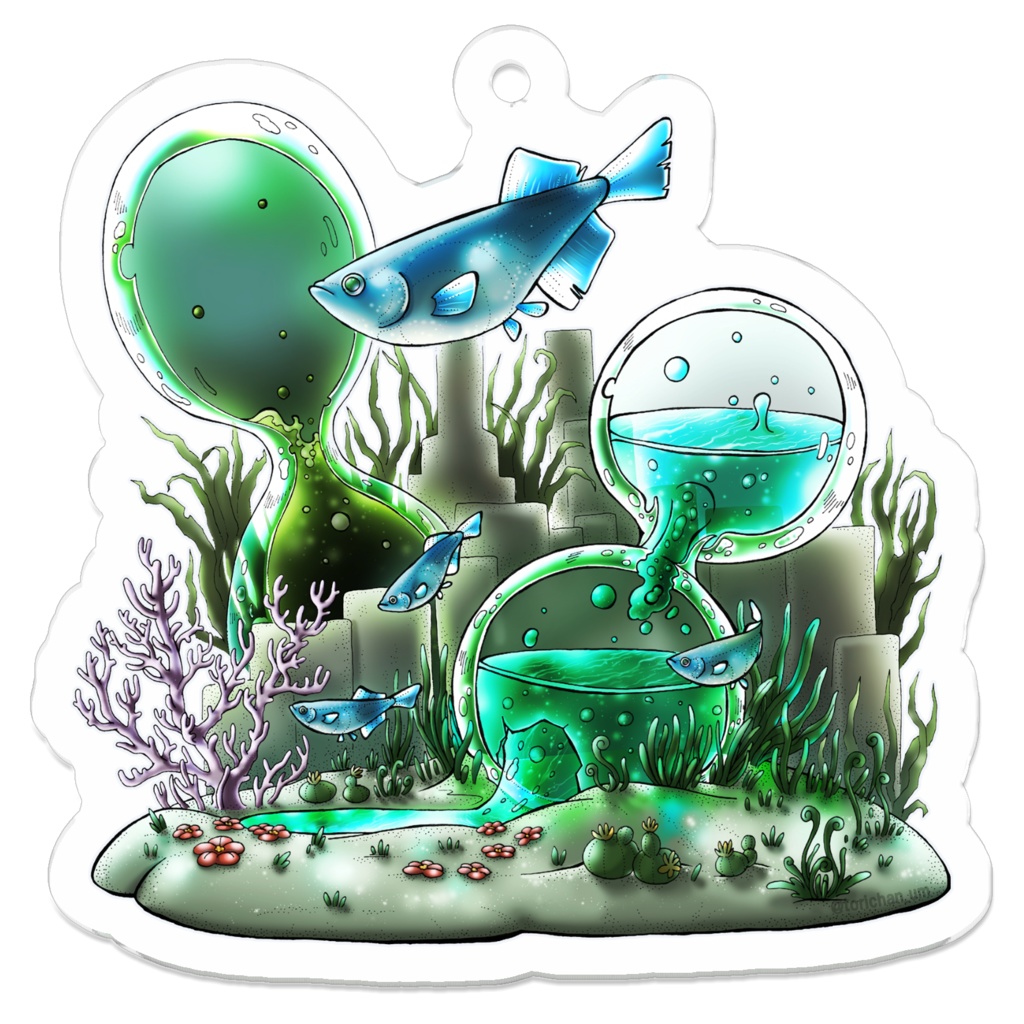 【キーホルダー】めだか砂時計