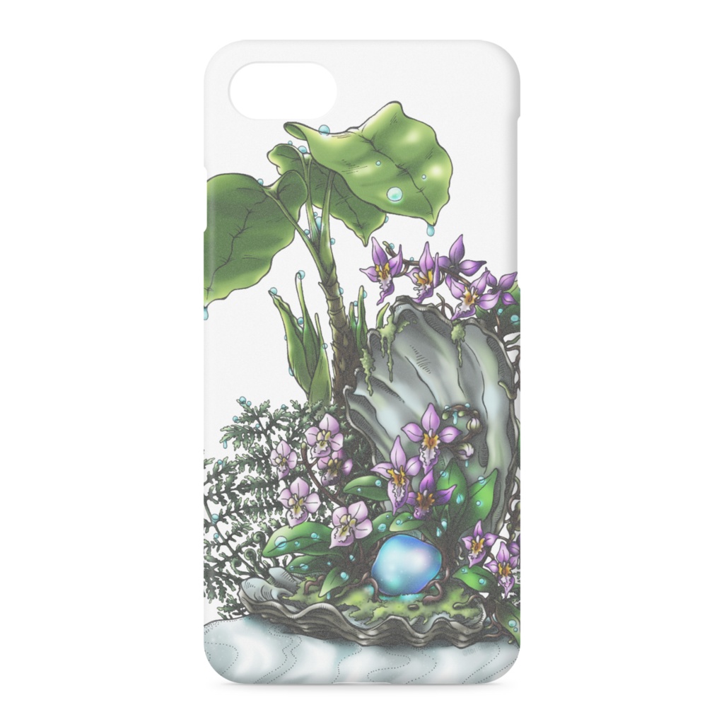 【iPhoneケース白】胡蝶蘭と真珠