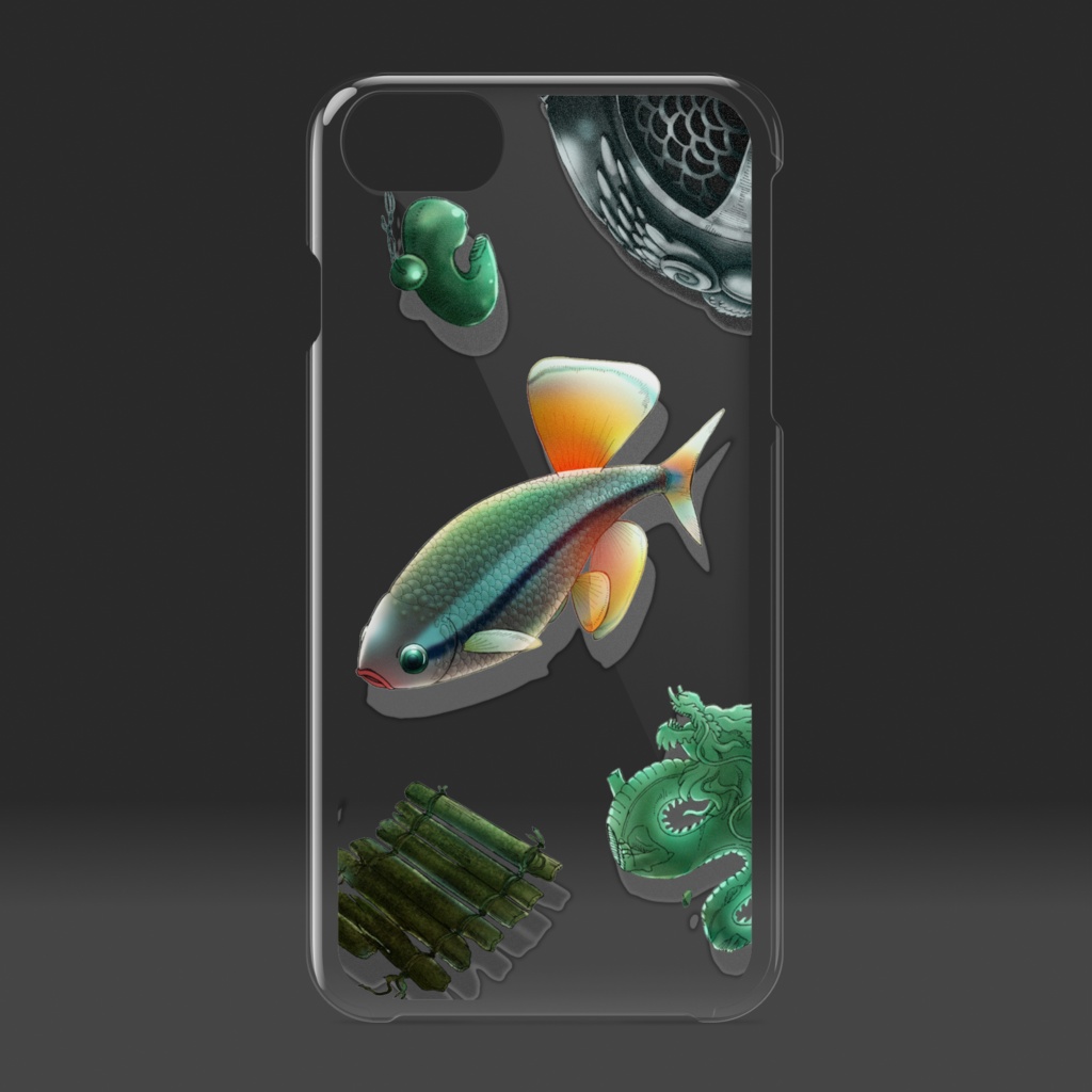 【iPhoneケース透明】アカヒレ - 翡翠