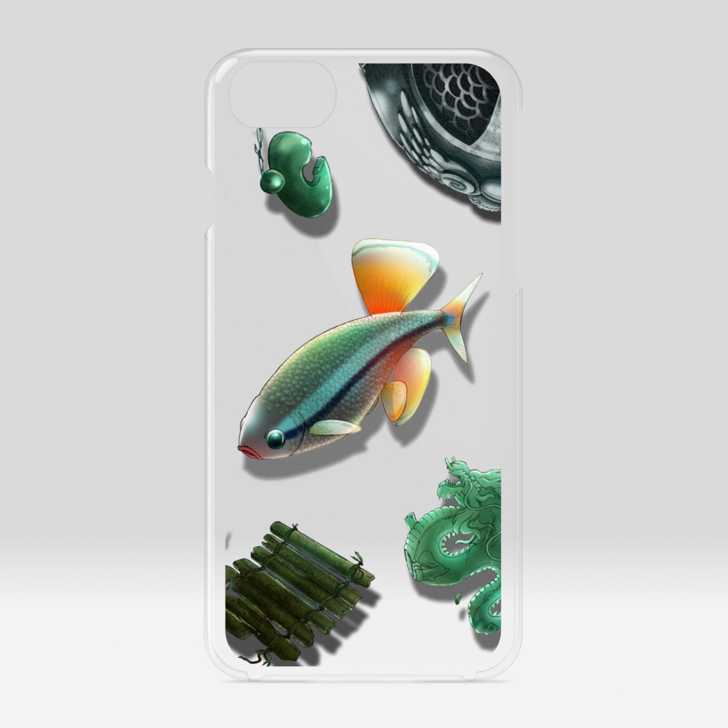 【iPhoneケース透明】アカヒレ - 翡翠